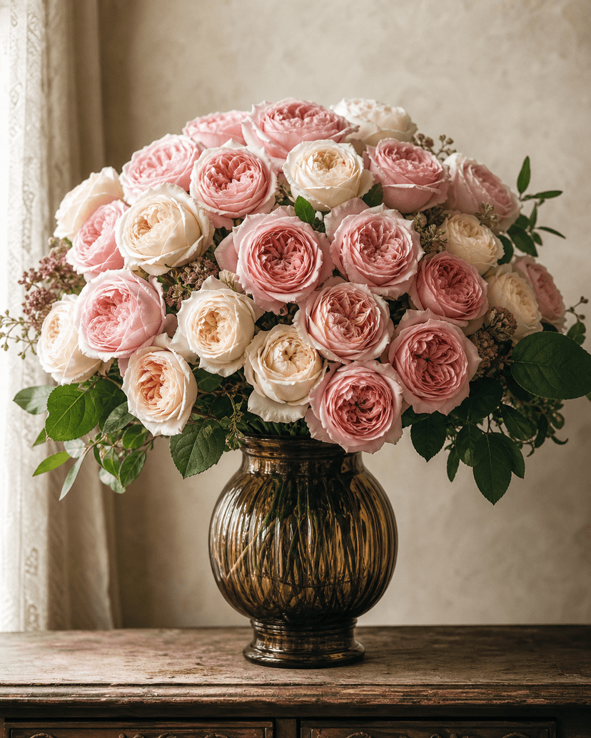 Buket Mawar di Bandung — Mawar segar dalam vas eksklusif (rose in vas)