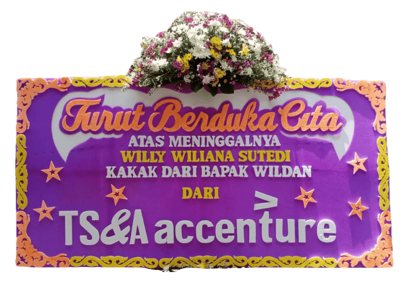 Karangan Bunga Duka Cita Berwarna Ungu dengan Mawar dan Aster — Ucapan Duka