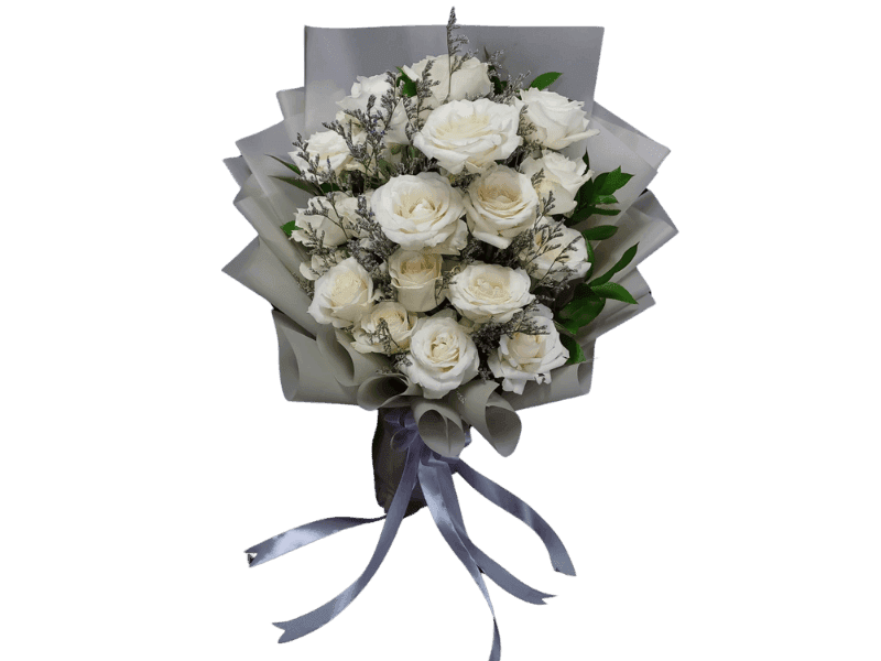 Buket Mawar Putih Elegan — Wedding