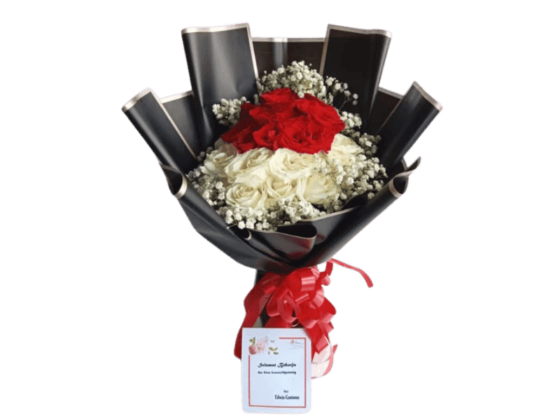 Buket Mawar Merah dan Putih — Birthday