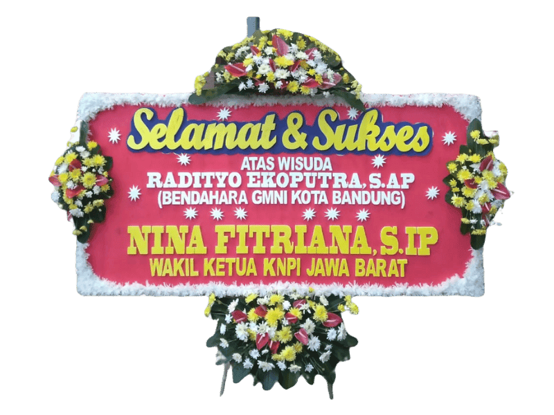 Papan Ucapan Selamat Wisuda Berwarna Ceria dengan Bunga Segar — Ucapan Selamat
