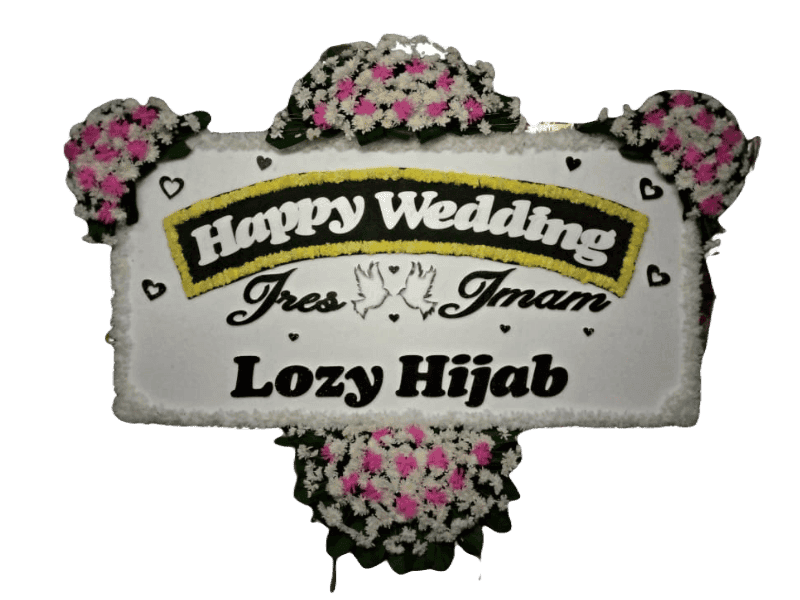 Karangan Bunga Pernikahan Ceria dengan Mawar Merah Muda — Wedding